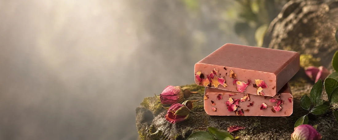 In the mist-shrouded mountains, there was a bar of soap on a rock, scented with dried rose petals