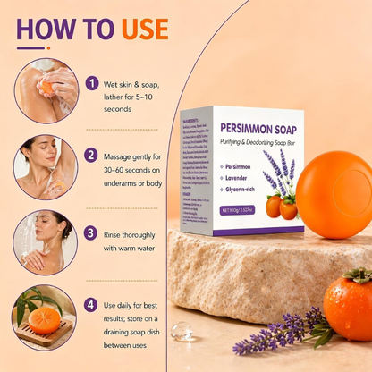 Persimmon Soap Bar, Lavender Scented Antioxidant Soap