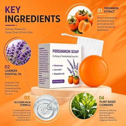 Persimmon Soap Bar, Lavender Scented Antioxidant Soap