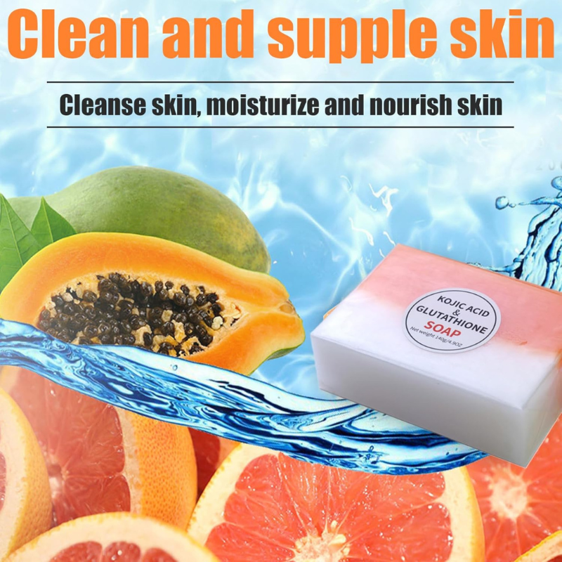 Glutathione Soap 2Pcs Skin Whitening Rich Foaming 140g Kojic Soap Natural Organic Multi-usage for Face Back Legs Body