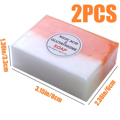 Glutathione Soap 2Pcs Skin Whitening Rich Foaming 140g Kojic Soap Natural Organic Multi-usage for Face Back Legs Body