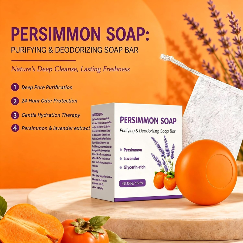 Persimmon Soap Bar, Lavender Scented Antioxidant Soap