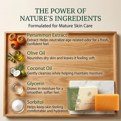 Persimmon Soap, Persimmon Soap, Natural Deodorizing Body Bar, Purifying Body Wash with Natural Persimmon(1PC, 3.53 Ounce)