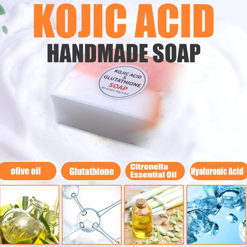 Glutathione Soap 2Pcs Skin Whitening Rich Foaming 140g Kojic Soap Natural Organic Multi-usage for Face Back Legs Body