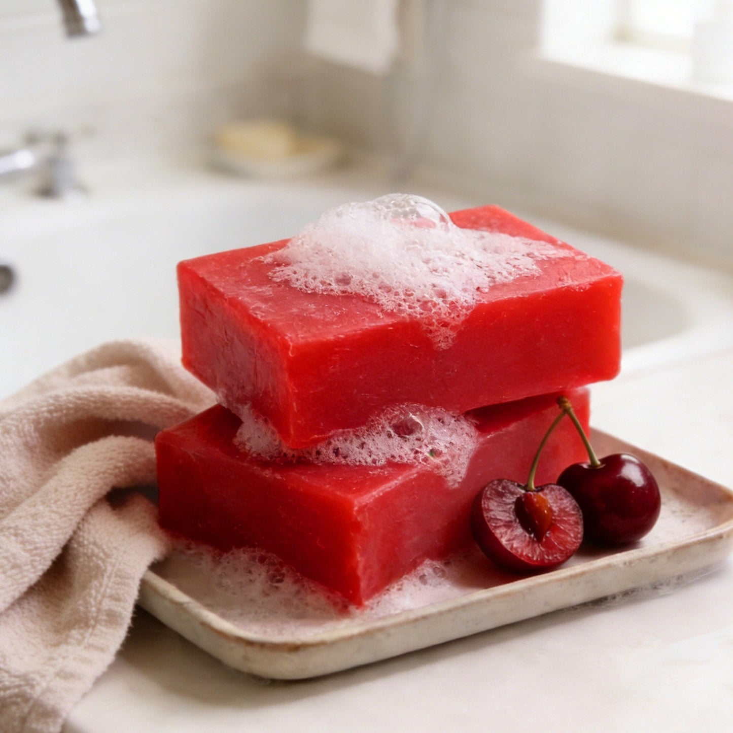 Natural Cherry Cleansing Soap for Face and Body