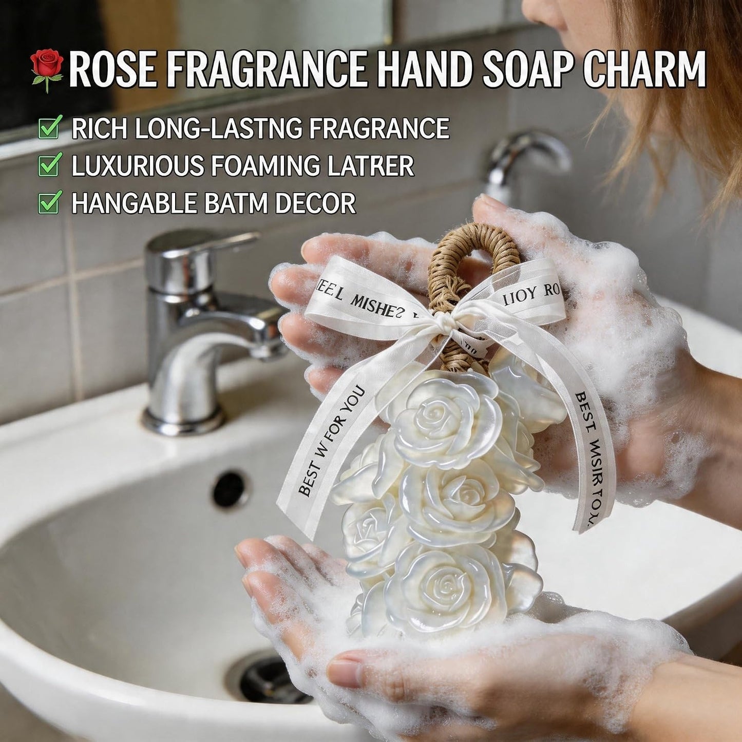 Rose Soap on Rope Cute Shaped Handwashing Grapes Soap Bar