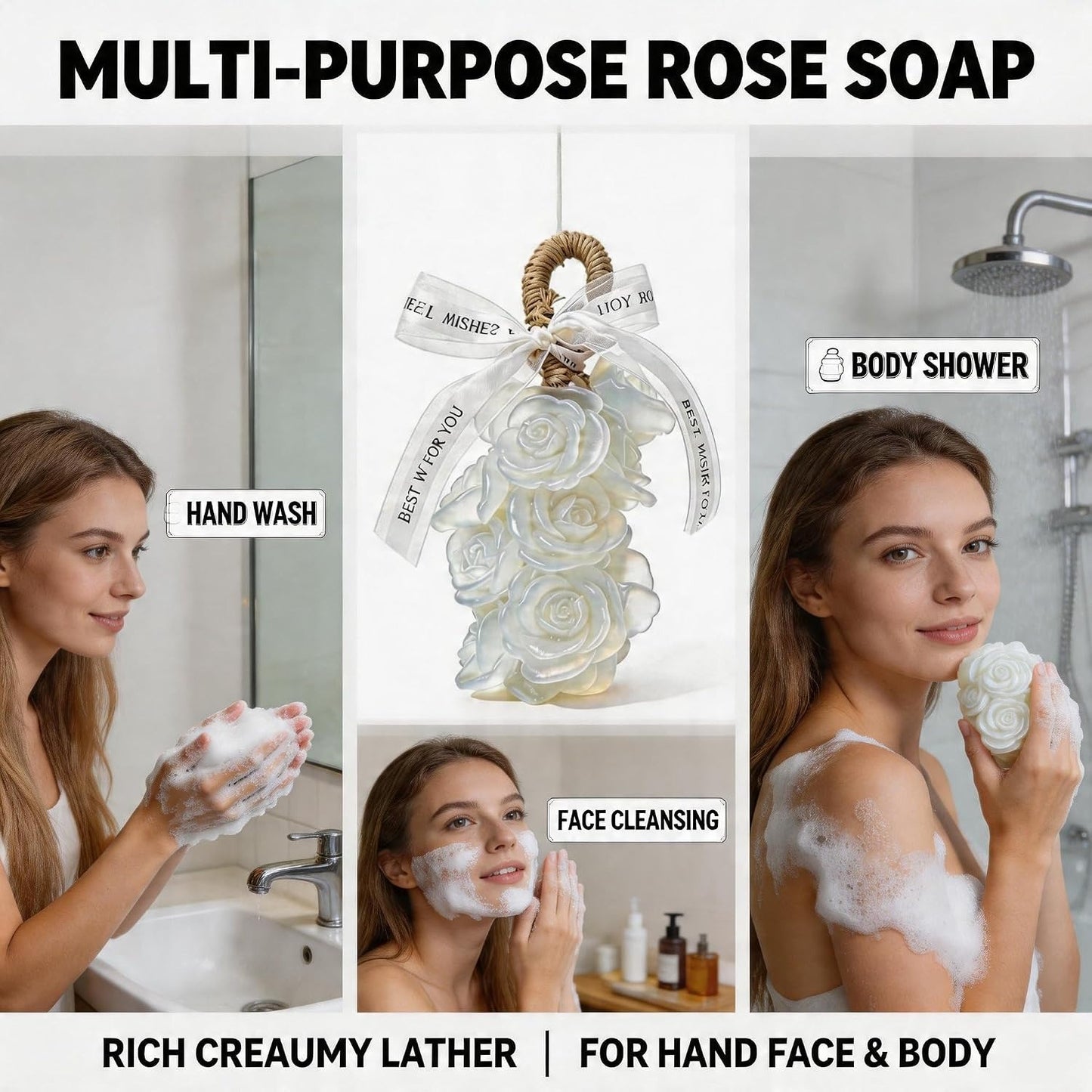 Rose Soap on Rope Cute Shaped Handwashing Grapes Soap Bar