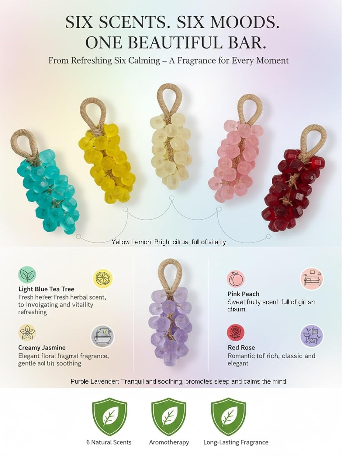 Hanging Grape Soap on a Rope Natural Grape Cluster Soap