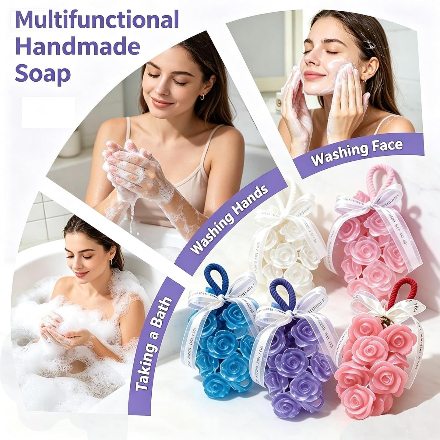 Rose Soap on Rope Cute Shaped Handwashing Grapes Soap Bar