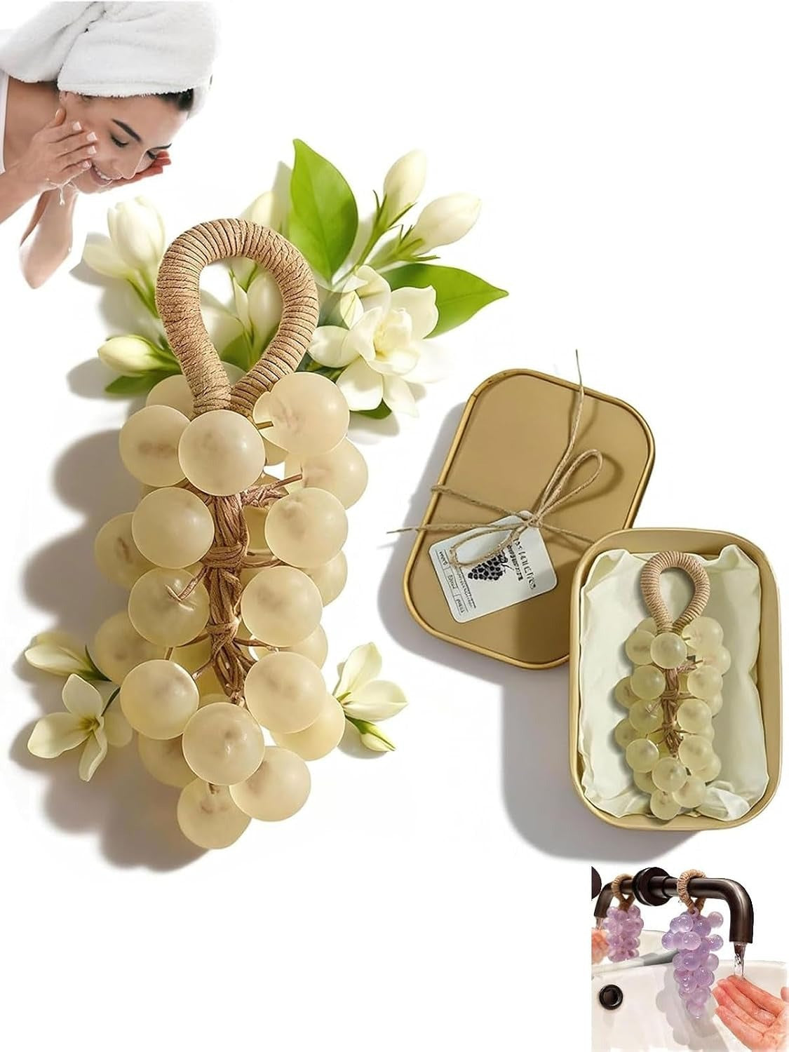 Hanging Grape Soap on a Rope Natural Grape Cluster Soap