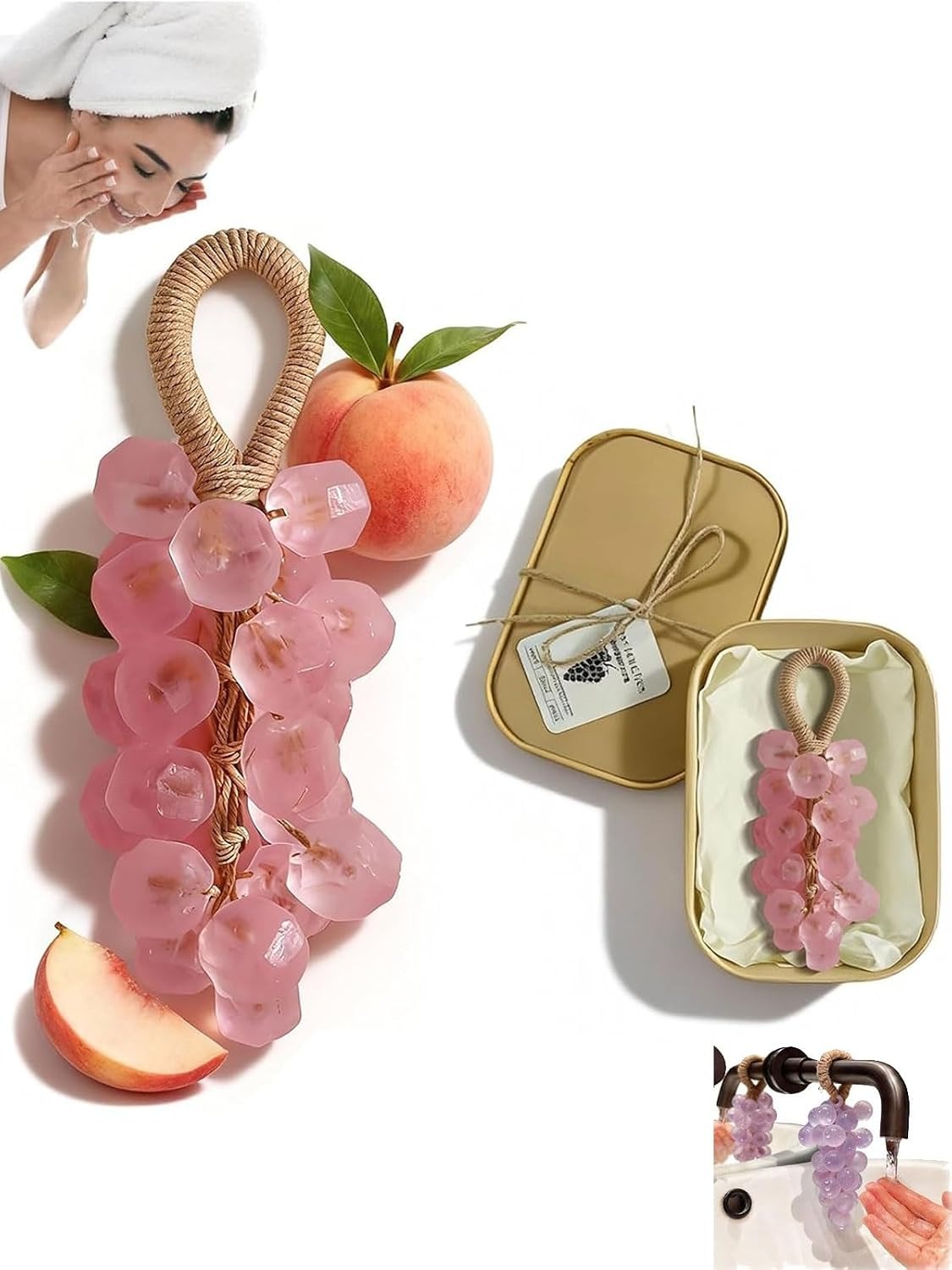 Hanging Grape Soap on a Rope Natural Grape Cluster Soap
