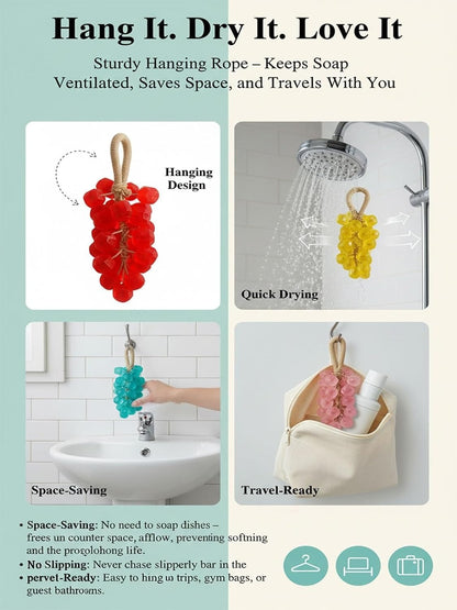 Hanging Grape Soap on a Rope Natural Grape Cluster Soap
